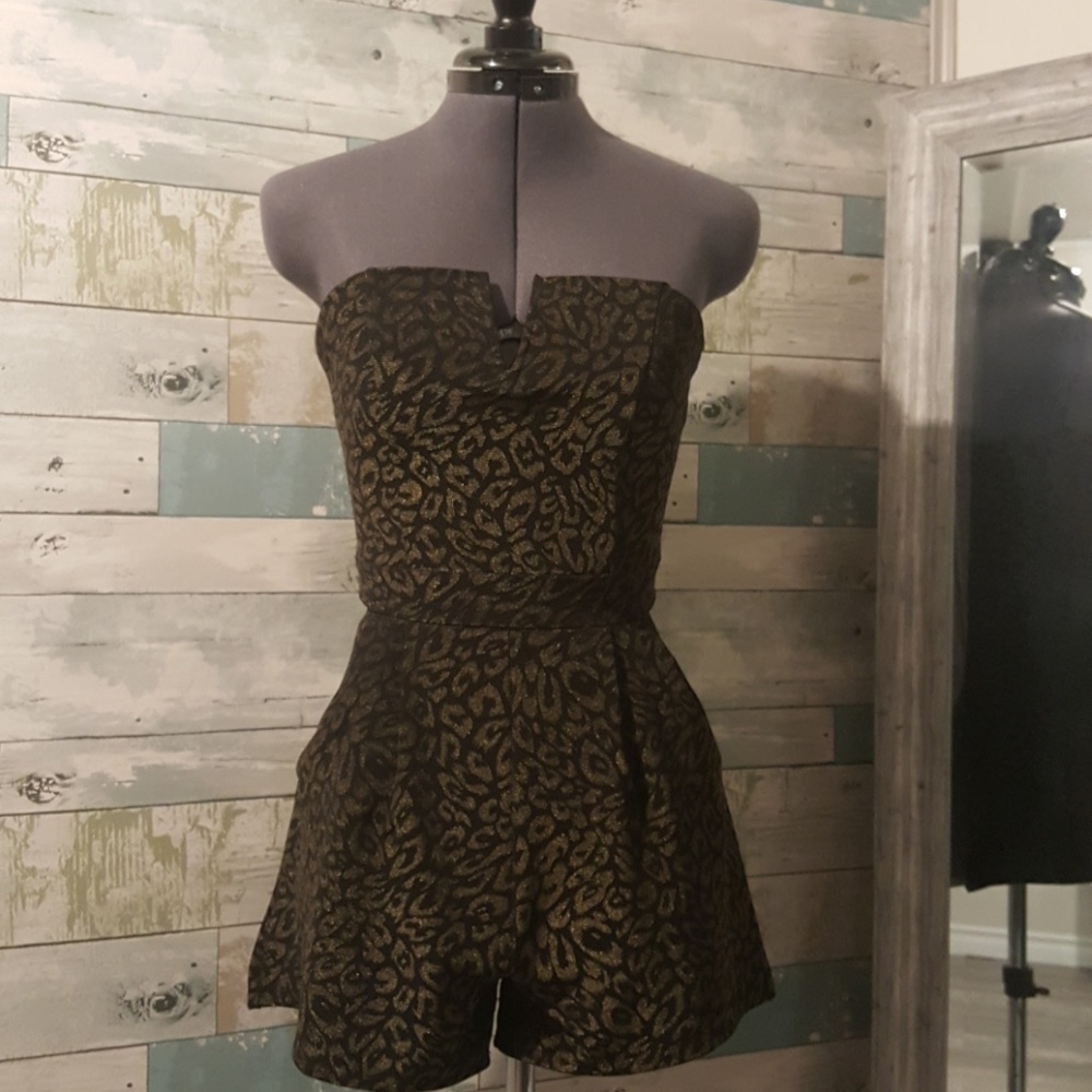 Leopard Print Strapless Romper